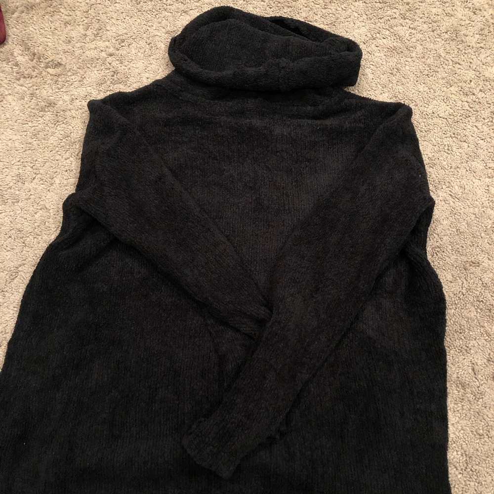 Furry Black Turtleneck Sweater